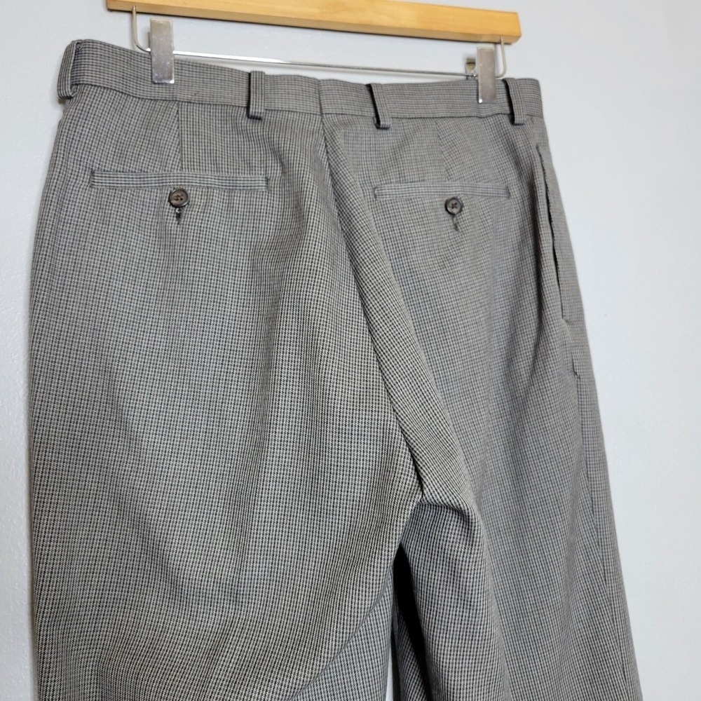 Ralph Lauren Dress Pants Mens Grey Houndstooth Flat Front Washable Trousers - Picture 6 of 7